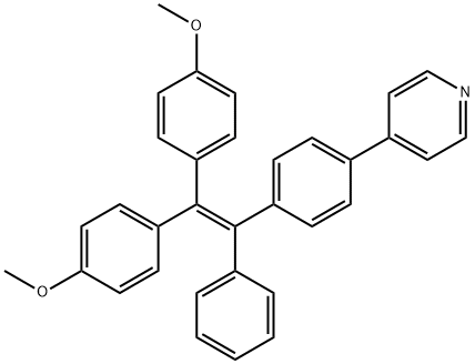 4-(4-(2,2-bis(4-methoxyphenyl)-1-phenylvinyl)phenyl)pyridine Struktur