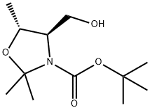 (4R,5R)-tert-butyl 4-(hydroxymethyl)-2,2,5-trimethyloxazolidine-3-carboxylate Struktur