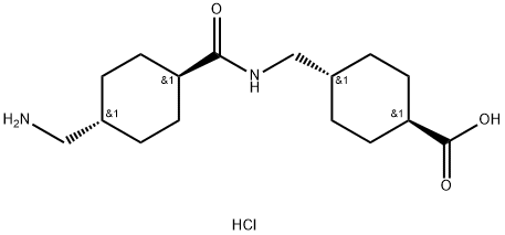 (trans)-4-(((trans)-4-(aminomethyl)cyclohexanecarboxamido)methyl) cyclohexanecarboxylic acid hydrochloride Struktur