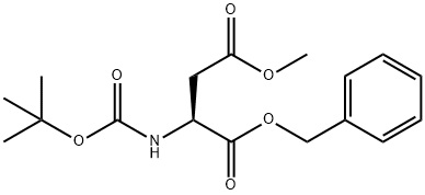 1-benzyl 4-methyl (2S)-2-{[(tert-butoxy)carbonyl]amino}butanedioate Struktur