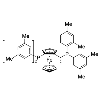 Ferrocene, 1-[bis(3,5-dimethylphenyl)phosphino]-2-[(1R)-1-[bis(3,5-dimethylphenyl)phosphino]ethyl]-, (1S)- Struktur