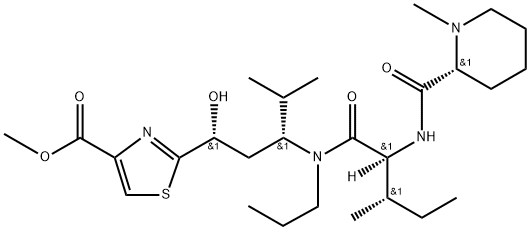 methyl 2-((1R,3R)-1-hydroxy-4-methyl-3-((2S,3S)-3-methyl-2-((R)-1-methylpiperidine-2-carboxamido)-N-propylpentanamido)pentyl)thiazole-4-carboxylate Struktur