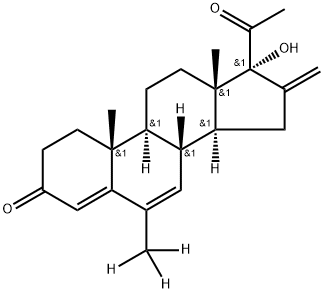 Pregna-4,6-diene-3,20-dione, 17-hydroxy-6-(methyl-d3)-16-methylene- (9CI) Struktur