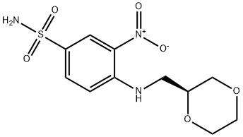 Benzenesulfonamide, 4-[[(2S)-1,4-dioxan-2-ylmethyl]amino]-3-nitro- Struktur