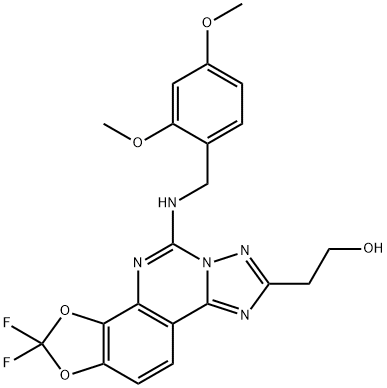 1,3-Dioxolo[4,5-h][1,2,4]triazolo[1,5-c]quinazoline-8-ethanol, 5-[[(2,4-dimethoxyphenyl)methyl]amino]-2,2-difluoro- Struktur