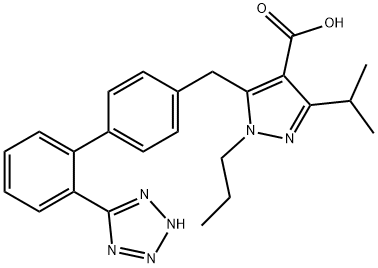 1H-Pyrazole-4-carboxylic acid, 3-(1-methylethyl)-1-propyl-5-[[2'-(2H-tetrazol-5-yl)[1,1'-biphenyl]-4-yl]methyl]- Struktur