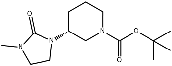 1-Piperidinecarboxylic acid, 3-(3-methyl-2-oxo-1-imidazolidinyl)-, 1,1-dimethylethyl ester, (3R)- Struktur