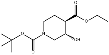 1,4-Piperidinedicarboxylic acid, 3-hydroxy-, 1-(1,1-dimethylethyl) 4-ethyl ester Struktur