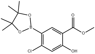 Benzoic acid, 4-chloro-2-hydroxy-5-(4,4,5,5-tetramethyl-1,3,2-dioxaborolan-2-yl)-, methyl ester Struktur