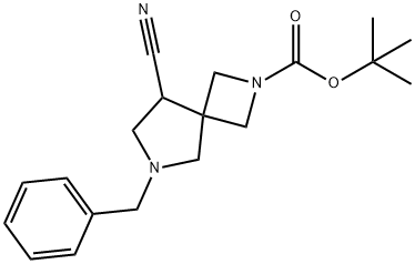 6-Benzyl-8-cyano-2,6-diaza-spiro[3.4]octane-2-carboxylic acid tert-butyl ester Struktur