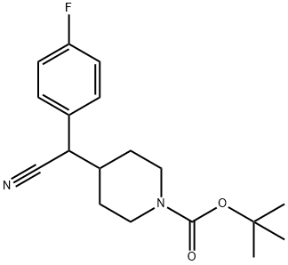 1-Piperidinecarboxylic acid, 4-[cyano(4-fluorophenyl)methyl]-, 1,1-dimethylethyl ester Struktur