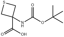 3-Thietanecarboxylic acid, 3-[[(1,1-dimethylethoxy)carbonyl]amino]- Struktur