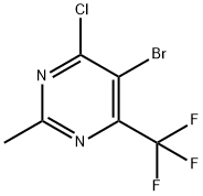 Pyrimidine, 5-bromo-4-chloro-2-methyl-6-(trifluoromethyl)- Struktur