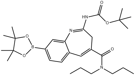 tert-Butyl (4-(dipropylcarbamoyl)-8-(4,4,5,5-tetramethyl-1,3,2-dioxaborolan-2-yl)-3H-benzo[b]azepin-2-yl)carbamate Struktur