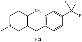 1-Methyl-3-(4-(trifluoromethyl)benzyl)piperidin-4-amine hydrochloride Struktur