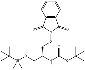 Carbamic acid, N-[(1S)-2-[(1,3-dihydro-1,3-dioxo-2H-isoindol-2-yl)oxy]-1-[[[(1,1-dimethylethyl)dimethylsilyl]oxy]methyl]ethyl]-, 1,1-dimethylethyl ester Struktur