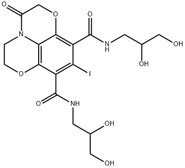 1,4-Oxazino[4,3,2-de][1,4]benzoxazine-8,10-dicarboxamide, N8,N10-bis(2,3-dihydroxypropyl)-2,3,5,6-tetrahydro-9-iodo-3-oxo- Struktur