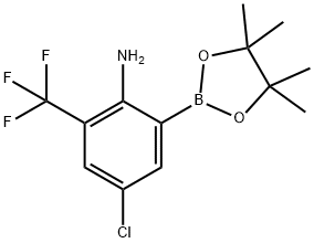 Benzenamine, 4-chloro-2-(4,4,5,5-tetramethyl-1,3,2-dioxaborolan-2-yl)-6-(trifluoromethyl)- Struktur