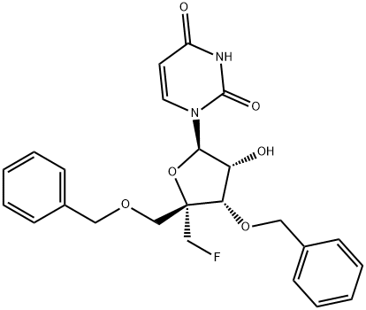 Uridine, 4'-C-(fluoromethyl)-3',5'-bis-O-(phenylmethyl)- Struktur