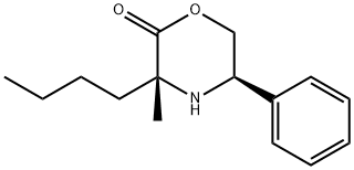 (3R,5R)-3-Butyl-3-methyl-5-phenylmorpholin-2-one Struktur