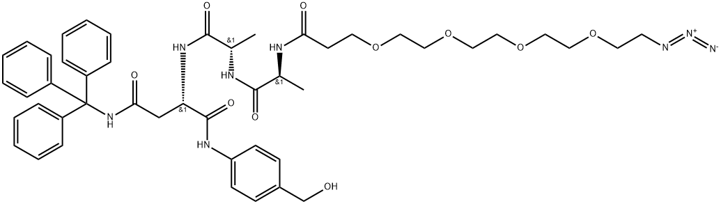 Azido-PEG4-Ala-Ala-Asn(Trt)-PAB Struktur