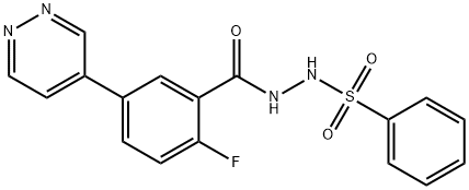 Benzoic acid, 2-fluoro-5-(4-pyridazinyl)-, 2-(phenylsulfonyl)hydrazide Struktur