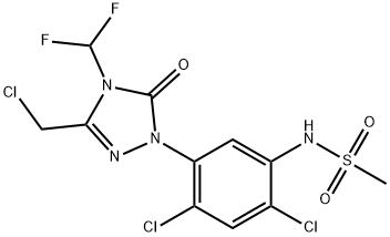 N-[2,4-Dichloro-5-[3-(chloromethyl)-4-(difluoromethyl)-4,5-dihydro-5-oxo-1H-1,2,4-triazol-1-yl]phenyl]-methanesulfonamide Struktur