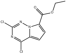 Pyrrolo[2,1-f][1,2,4]triazine-7-carboxylic acid, 2,4-dichloro-, ethyl ester Struktur