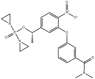 Phosphinic acid, P,P-bis(1-aziridinyl)-, (1S)-1-[3-[3-[(dimethylamino)carbonyl]phenoxy]-4-nitrophenyl]ethyl ester Struktur