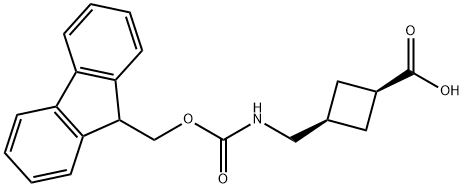 Cyclobutanecarboxylic acid, 3-[[[(9H-fluoren-9-ylmethoxy)carbonyl]amino]methyl]-, cis- Struktur