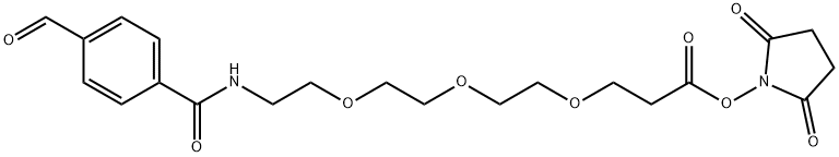 Propanoic acid, 3-[2-[2-[2-[(4-formylbenzoyl)amino]ethoxy]ethoxy]ethoxy]-, 2,5-dioxo-1-pyrrolidinyl ester Struktur