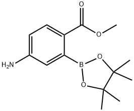 Benzoic acid, 4-amino-2-(4,4,5,5-tetramethyl-1,3,2-dioxaborolan-2-yl)-, methyl ester Struktur