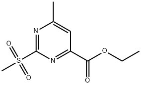 4-Pyrimidinecarboxylic acid, 6-methyl-2-(methylsulfonyl)-, ethyl ester Struktur