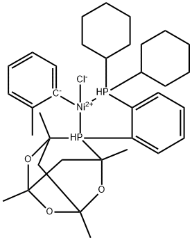 Nickel, chloro[8-[2-(dicyclohexylphosphino-κP)phenyl]-1,3,5,7-tetramethyl-2,4,6-trioxa-8-phosphatricyclo[3.3.1.13,7]decane-κP8](2-methylphenyl)-, (SP-4-3)- Struktur