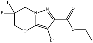 5H-Pyrazolo[5,1-b][1,3]oxazine-2-carboxylic acid, 3-bromo-6,6-difluoro-6,7-dihydro-, ethyl ester Struktur