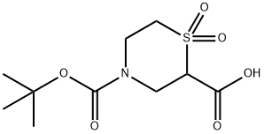 2,4-Thiomorpholinedicarboxylic acid, 4-(1,1-dimethylethyl) ester, 1,1-dioxide Struktur