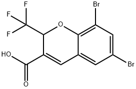 2H-1-Benzopyran-3-carboxylic acid, 6,8-dibromo-2-(trifluoromethyl)- Struktur