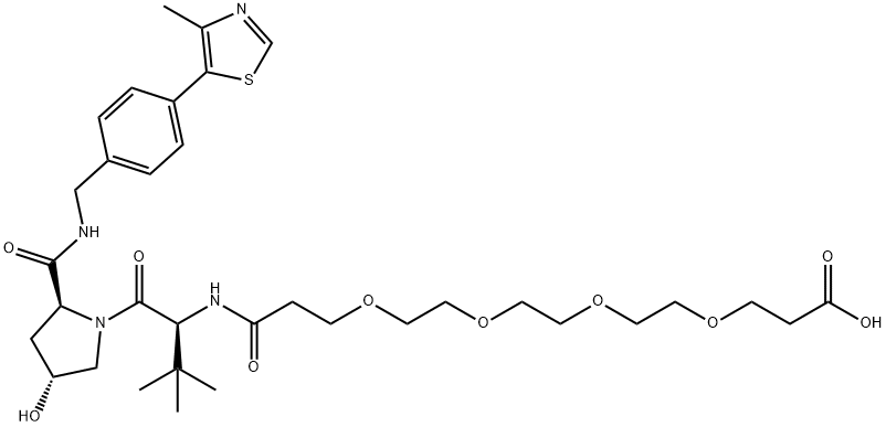 (S,R.S)-AHPC-PEG4-acid|(4R)-N-(15-羧基-1-氧代-4,7,10,13-四氧雜十五烷-1-基)-3-甲基-L-纈氨?；?4-羥基-N-[[4-(4 -甲基-5-噻唑基)苯基]甲基]-L-脯氨酰胺