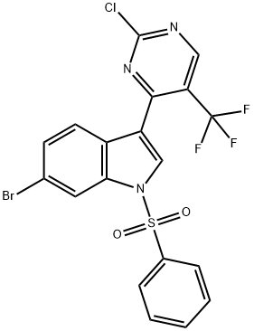 6-Bromo-3-(2-chloro-5-(trifluoromethyl)pyrimidin-4-yl)-1-(phenylsulfonyl)-1H-indole Struktur