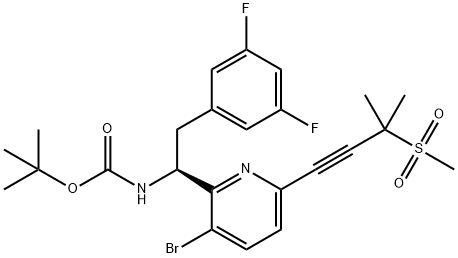 Carbamic acid, N-[(1S)-1-[3-bromo-6-[3-methyl-3-(methylsulfonyl)-1-butyn-1-yl]-2-pyridinyl]-2-(3,5-difluorophenyl)ethyl]-, 1,1-dimethylethyl ester