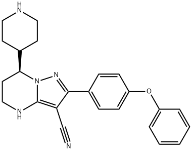 Pyrazolo[1,5-a]pyrimidine-3-carbonitrile, 4,5,6,7-tetrahydro-2-(4-phenoxyphenyl)-7-(4-piperidinyl)-, (7S)- Struktur