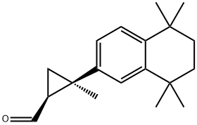 Cyclopropanecarboxal?dehyde, 2-?methyl-?2-?(5,?6,?7,?8-?tetrahydro-?5,?5,?8,?8-?tetramethyl-?2-?naphthalenyl)?-?, (1S,?2R)?- Struktur