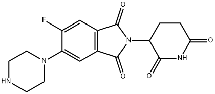 1H-Isoindole-1,3(2H)-dione, 2-(2,6-dioxo-3-piperidinyl)-5-fluoro-6-(1-piperazinyl)- Struktur