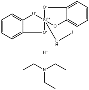 Silicate(1-), bis[1,2-benzenediolato(2-)-κO1,κO2](iodomethyl)-, hydrogen, compd. with N,N-diethylethanamine (1:1:1) Struktur