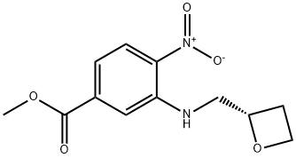 Benzoic acid, 4-nitro-3-[[(2S)-2-oxetanylmethyl]amino]-, methyl ester Struktur