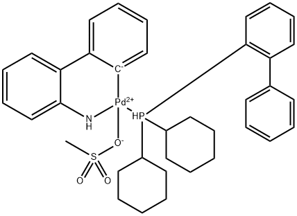 (2-Dicyclohexylphosphino-1,1′-biphenyl)[2-(2′-amino-1,1′-biphenyl)]palladium(II) methanesulfonate Struktur