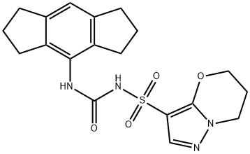 5H-Pyrazolo[5,1-b][1,3]oxazine-3-sulfonamide, N-[[(1,2,3,5,6,7-hexahydro-s-indacen-4-yl)amino]carbonyl]-6,7-dihydro- Struktur