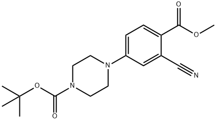 tert-butyl 4-(3-cyano-4-(methoxycarbonyl)phenyl)piperazine-1-carboxylate Struktur