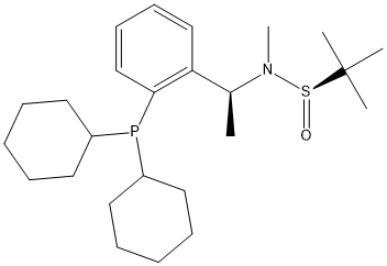 S(R)]-N-[(1S)-1-[2-(Dicyclohexylphosphino)phenyl]ethyl]-N,2-dimethyl-2-propanesulfinamide Struktur