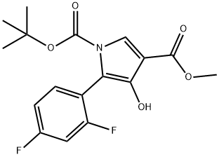 1H-Pyrrole-1,3-dicarboxylic acid, 5-(2,4-difluorophenyl)-4-hydroxy-, 1-(1,1-dimethylethyl) 3-methyl ester Struktur